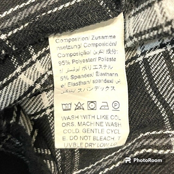 SHEIN Lune Plus Plaid Black White Long Sleeved‎ Flannel Button Women's Size 2XL - Picture 6 of 6